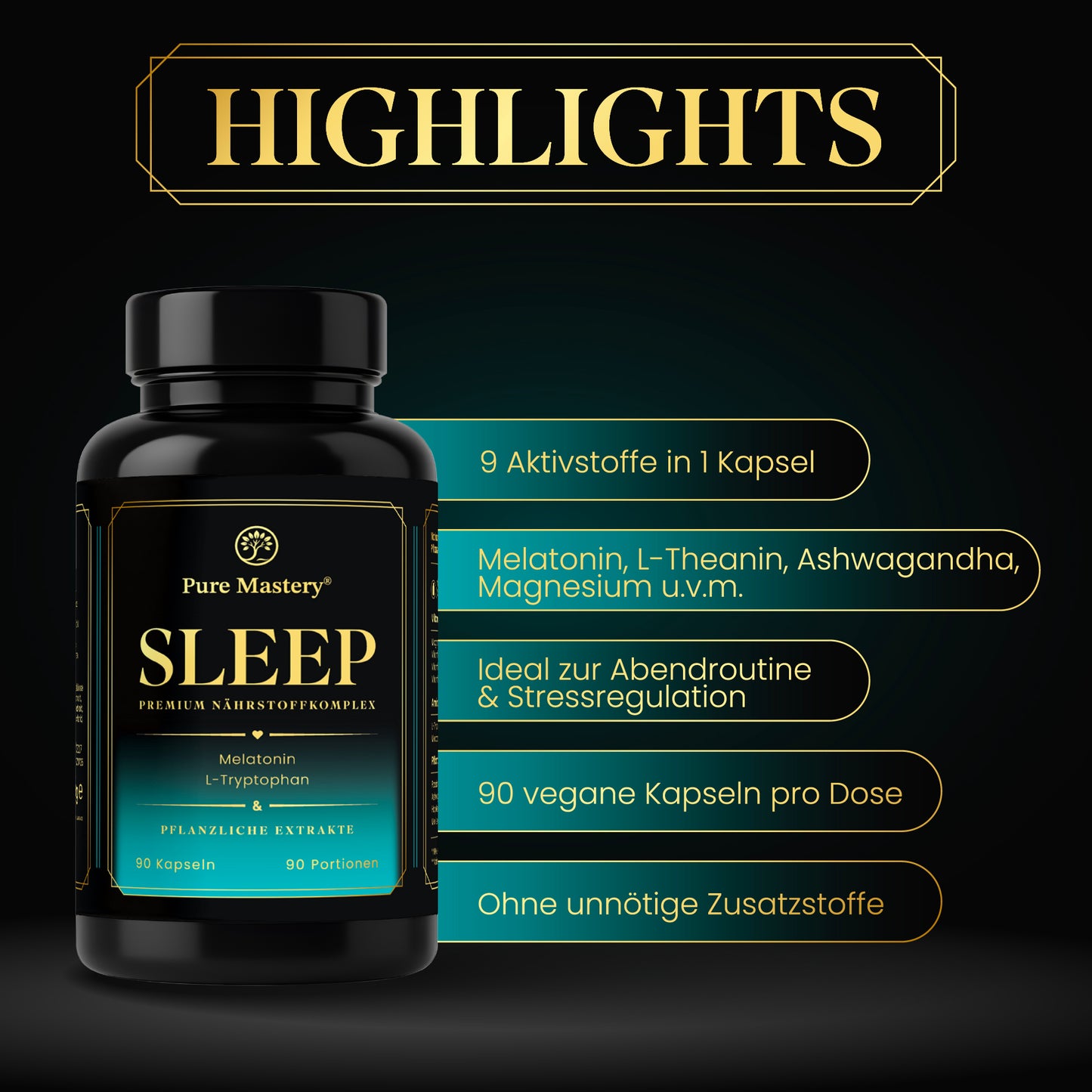 Pure Mastery® Pure Sleep Nährstoffkomplex mit Melatonin