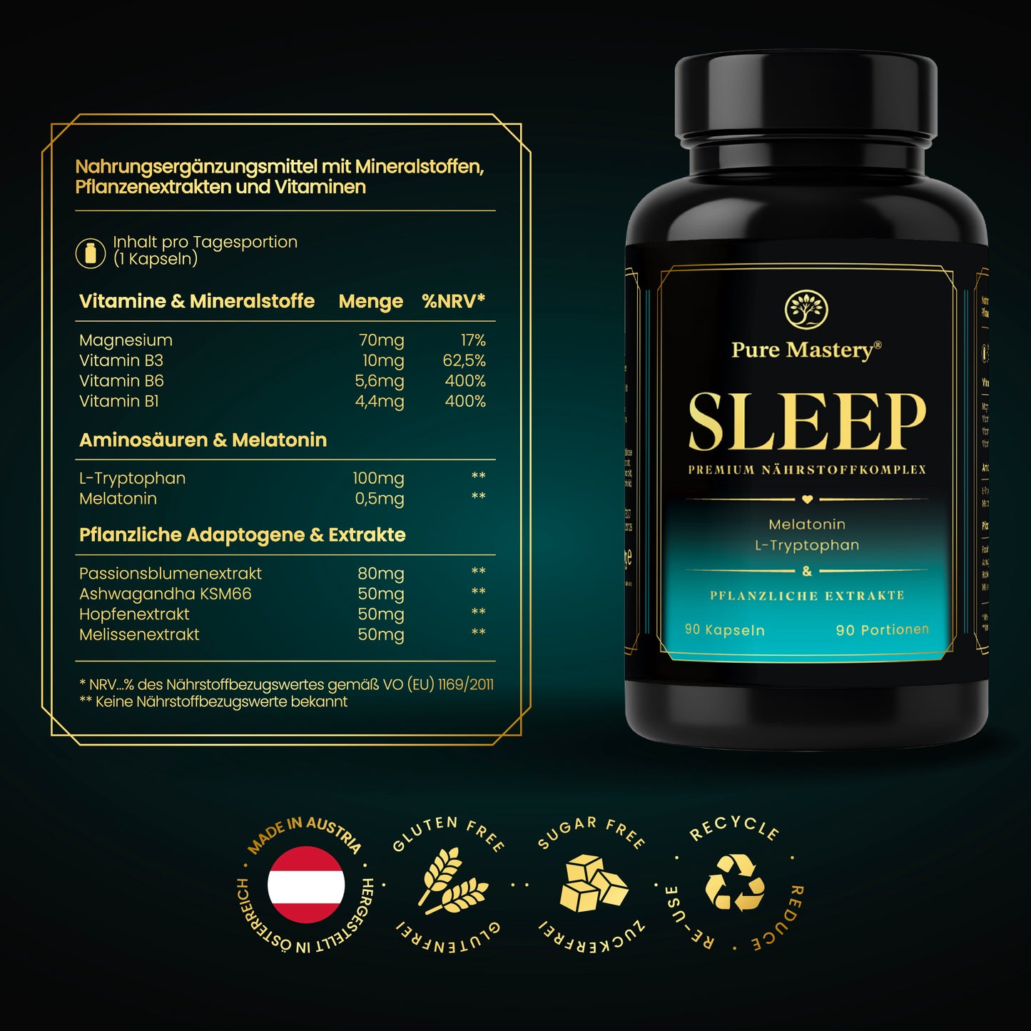Pure Mastery® Pure Sleep Nährstoffkomplex mit Melatonin