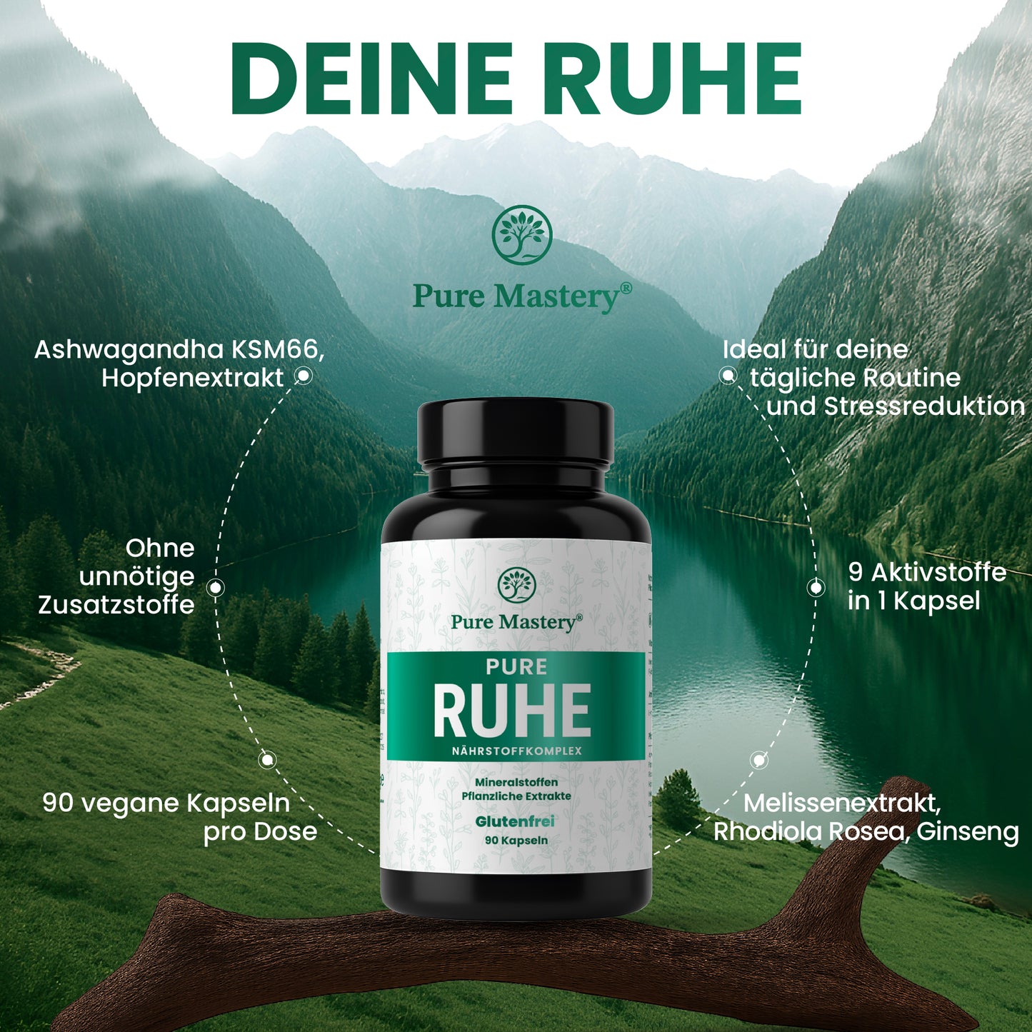 Pure Mastery® - Pure Ruhe Nährstoffkomplex mit mit pflanzliche Extrakte